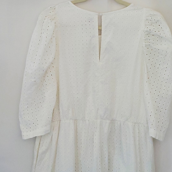 A New Day White Eyelet Puff Sleeve Midi Dress Cotton Ruffles Tiered Size XXL - Picture 5 of 15